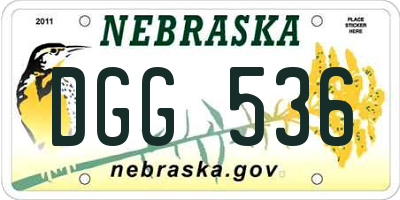 NE license plate DGG536