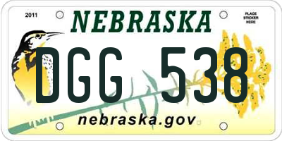 NE license plate DGG538