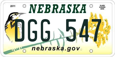 NE license plate DGG547