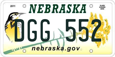 NE license plate DGG552