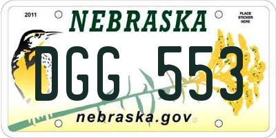 NE license plate DGG553