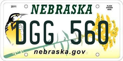 NE license plate DGG560