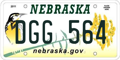 NE license plate DGG564