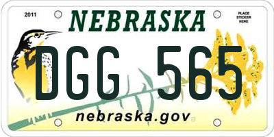 NE license plate DGG565