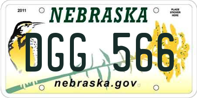 NE license plate DGG566