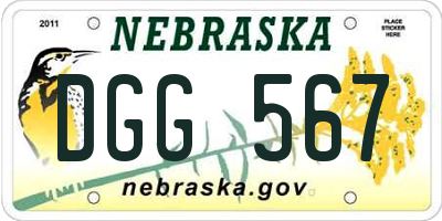 NE license plate DGG567
