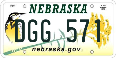 NE license plate DGG571