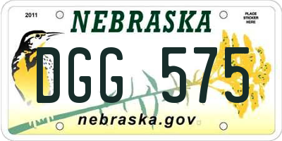 NE license plate DGG575