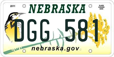 NE license plate DGG581