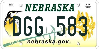 NE license plate DGG583