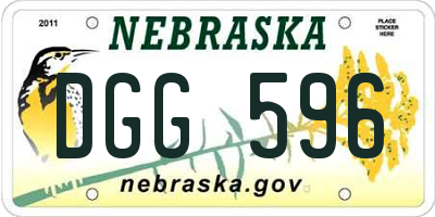 NE license plate DGG596