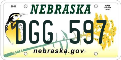 NE license plate DGG597
