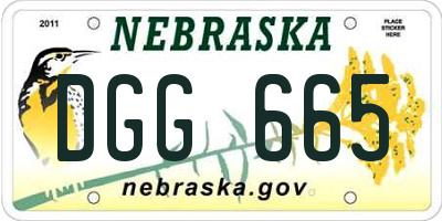NE license plate DGG665