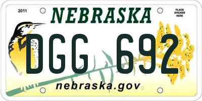 NE license plate DGG692