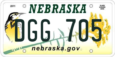 NE license plate DGG705