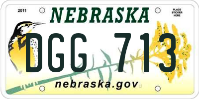 NE license plate DGG713