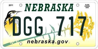 NE license plate DGG717