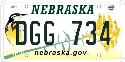 NE license plate DGG734