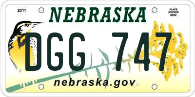 NE license plate DGG747