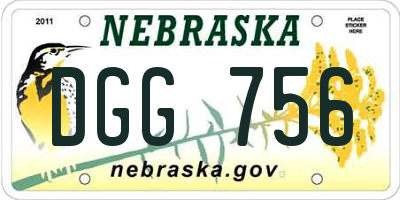 NE license plate DGG756