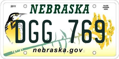 NE license plate DGG769