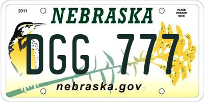 NE license plate DGG777
