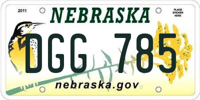 NE license plate DGG785