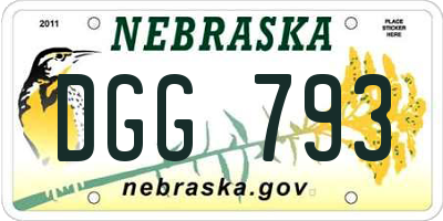 NE license plate DGG793