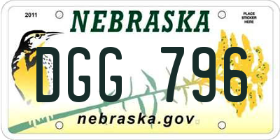 NE license plate DGG796