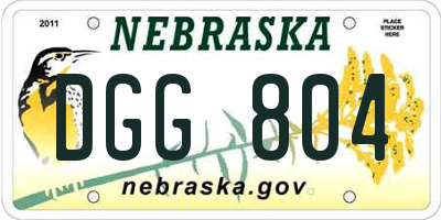 NE license plate DGG804