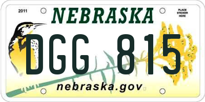 NE license plate DGG815