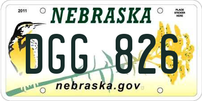 NE license plate DGG826