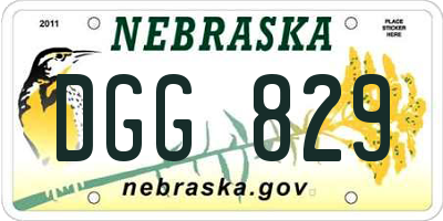 NE license plate DGG829