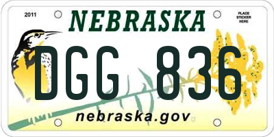 NE license plate DGG836