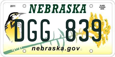 NE license plate DGG839