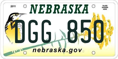 NE license plate DGG850