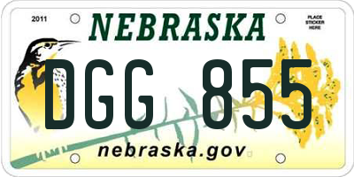 NE license plate DGG855