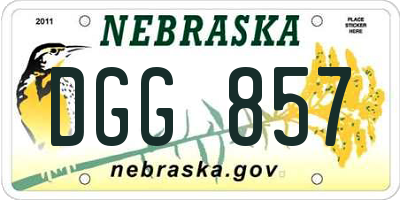 NE license plate DGG857