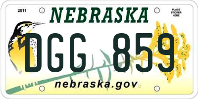 NE license plate DGG859