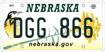 NE license plate DGG866