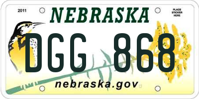 NE license plate DGG868