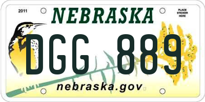 NE license plate DGG889