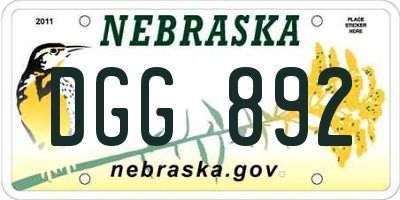 NE license plate DGG892