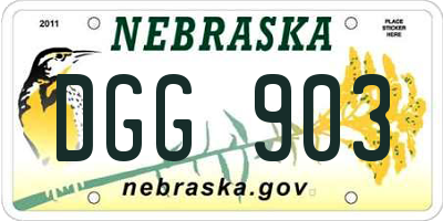 NE license plate DGG903