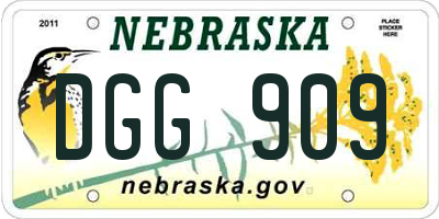 NE license plate DGG909