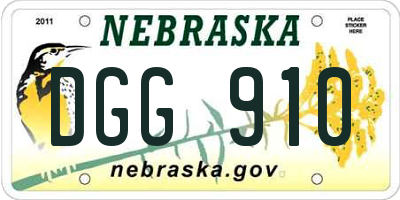NE license plate DGG910