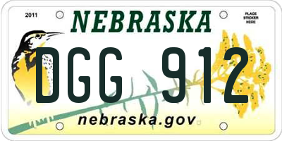 NE license plate DGG912