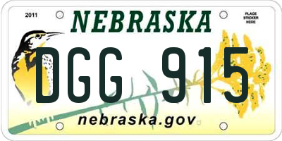 NE license plate DGG915
