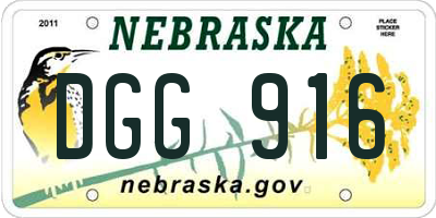 NE license plate DGG916