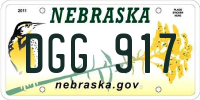 NE license plate DGG917